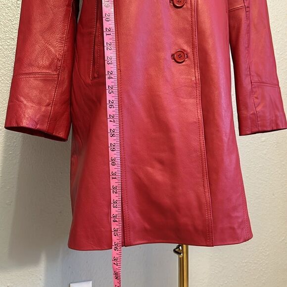 Excelled collection burgundy women’s leather pencil coat size L - Picture 4 of 13